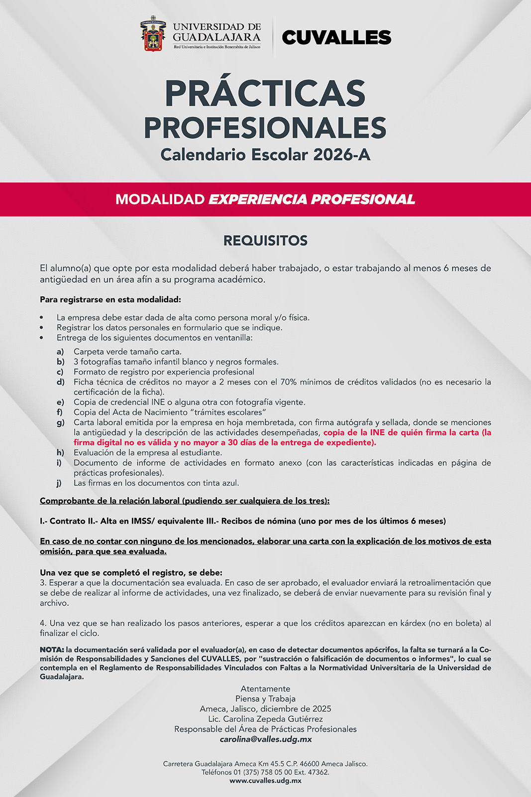 Convocatoria Estudiantes PP por Experiencia