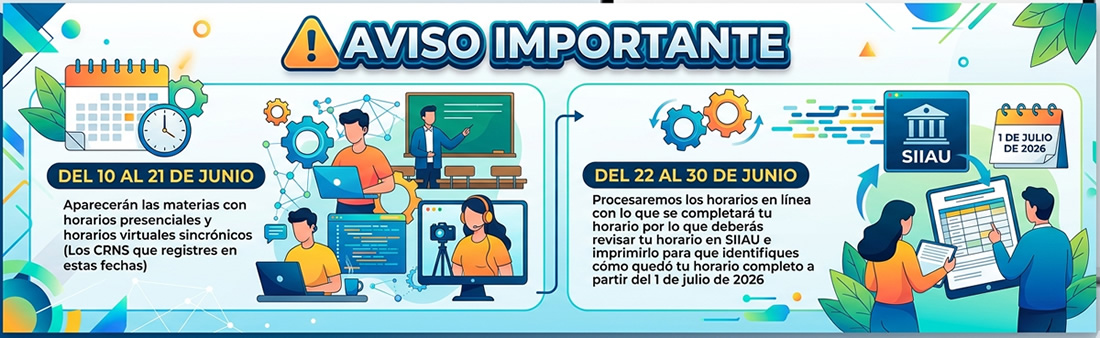Aviso de los horarios 2026-B